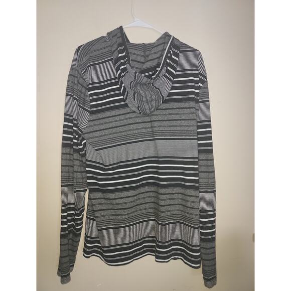 Vans Men's Hooded Shirt Large Long Sleeve Pullover Skater Striped Black Gray - Picture 4 of 6